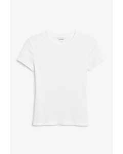 Geripptes weißes T-Shirt Weiß
