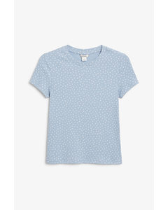 Ribbed T-shirt Blue Polka Dots
