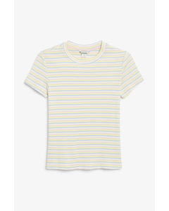 Pastel Striped Ribbed T-shirt Dusty Pastel Stripes