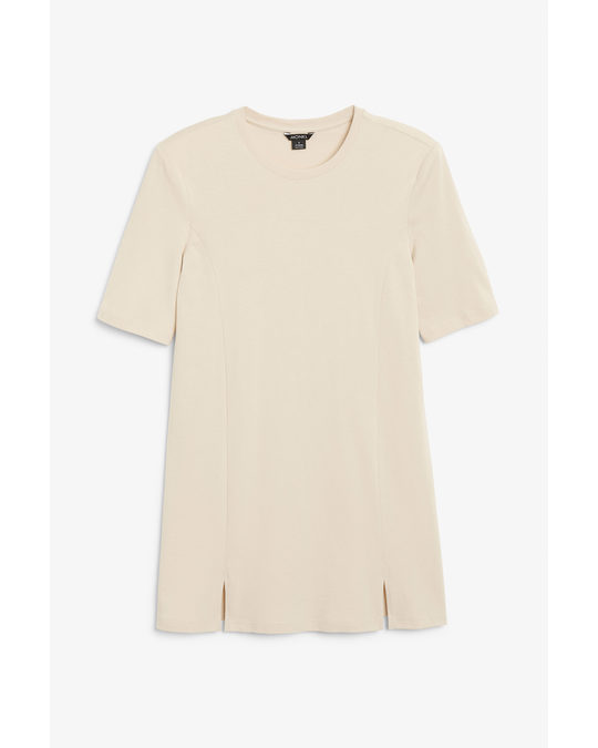 Monki Shoulder Pads T-shirt Dress Beige