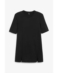 T-Shirt-Kleid mit Schulterpolstern Schwarz