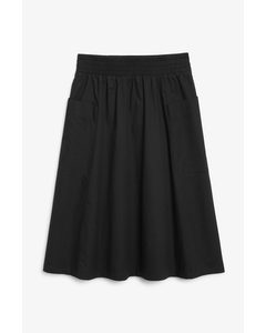 Cotton Midi Skirt Black Magic