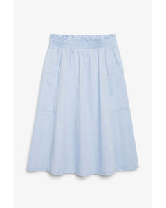 Cotton Midi Skirt Blue Skies