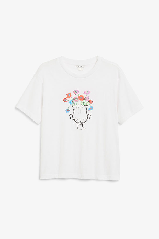 Monki T-shirt I Bomull Blomvas