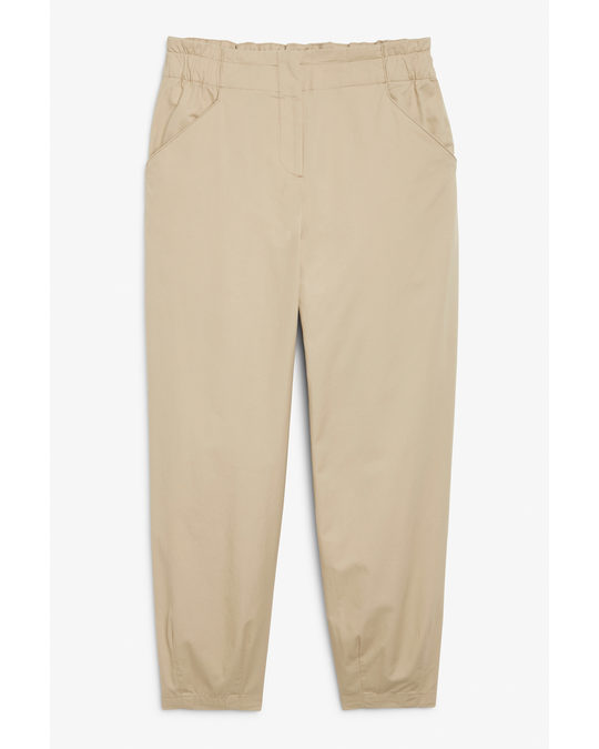 Monki Cotton Cargo Trousers Khaki Beige
