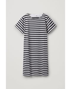 Striped Cotton T-shirt Dress Navy / White