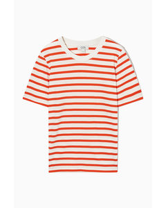 T-shirt Med Normal Passform Orange/gräddvit/randig
