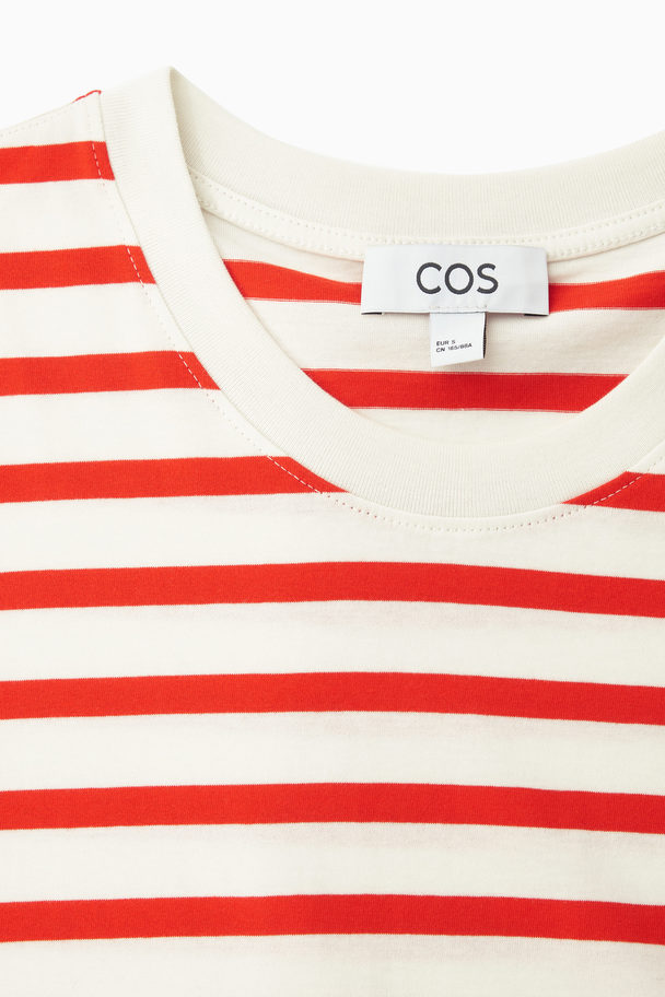 COS Regular Fit T-shirt Orange / Cream / Striped