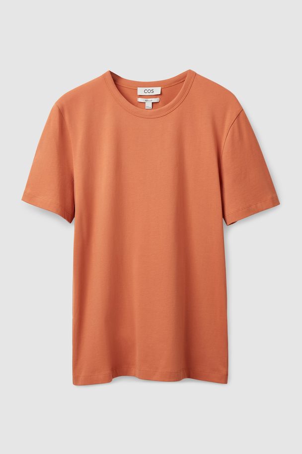 COS Regular-fit Brushed Cotton T-shirt Orange