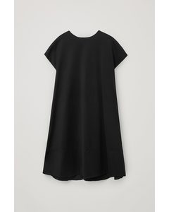 Organic Cotton A-line Reverse Tie Dress Black