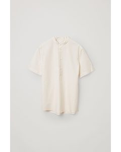 Organic Cotton-lyocell Mix Half Placket Shirt Off-white