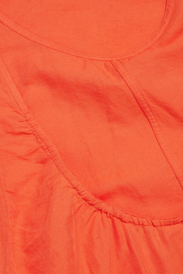 COS Low-cut Back Linen Dress Bright Orange