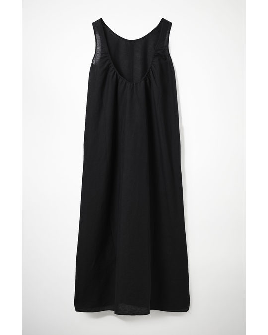 COS Low-cut Back Linen Dress Black