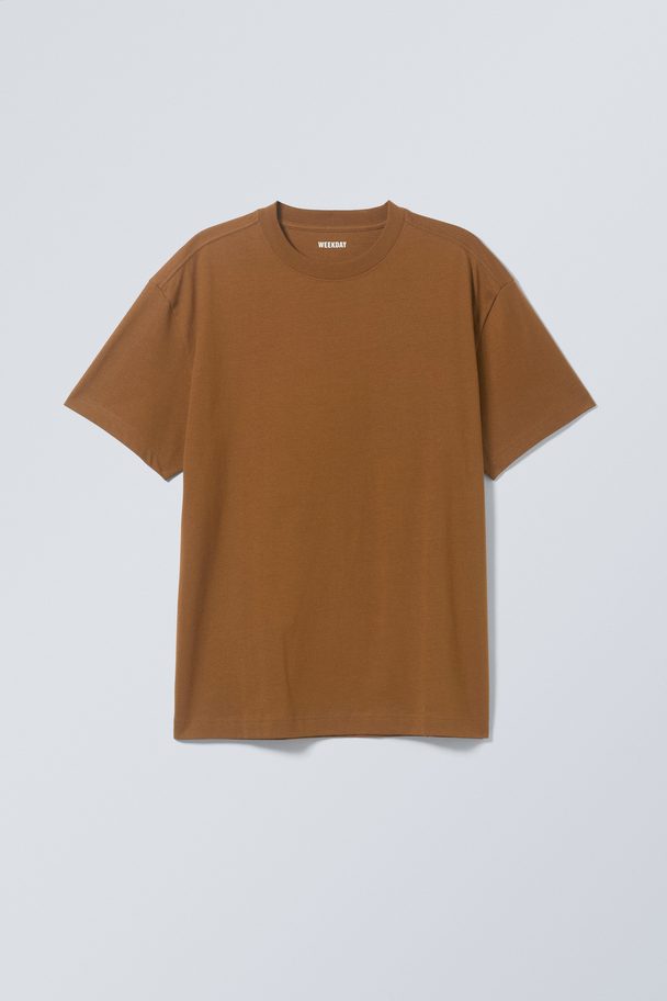 Weekday Oversized, Zwaar T-shirt Bruin