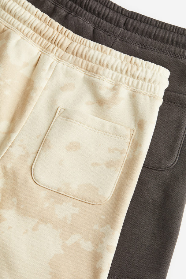 H&M 2-pack Pull-on Shorts Light Beige/dark Grey