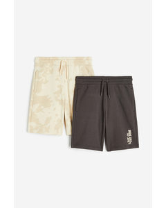 2-pack Pull-on Shorts Light Beige/dark Grey