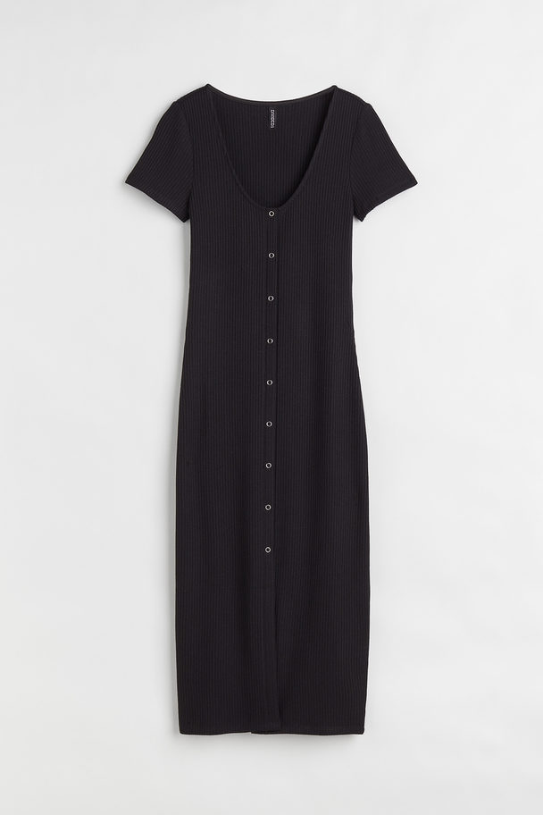 H&M Ribbed Jersey Dress Black