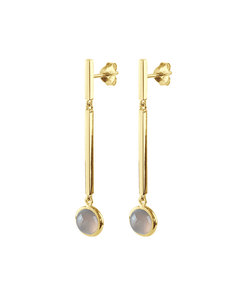 Aichi Sg Grey Sterling Silver Earring, Goldplated With Preciuos Stone