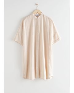Oversized Shirt Dress Light Beige