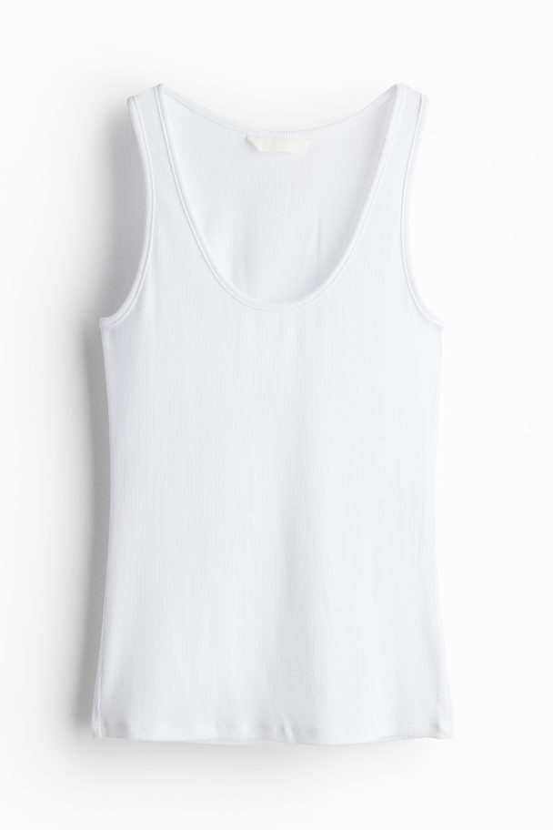 H&M Geripptes Tanktop Weiß