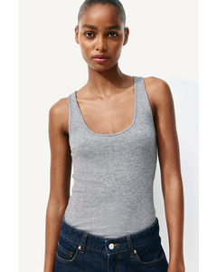 Ribbed Vest Top Grey Marl