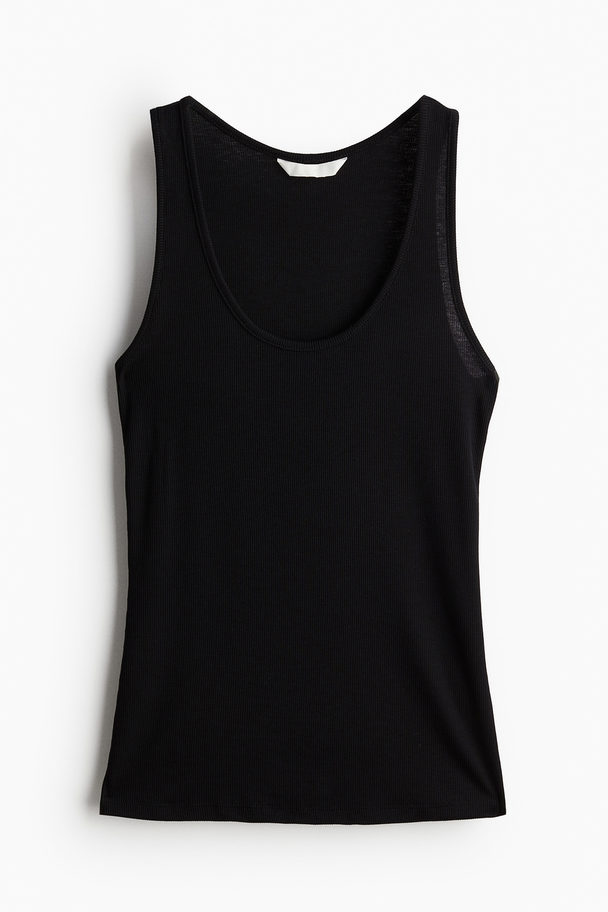 H&M Geripptes Tanktop Schwarz