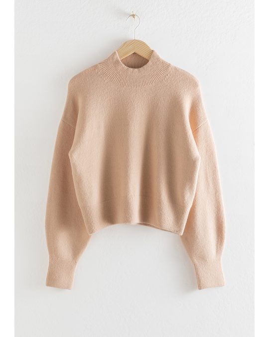 & Other Stories Mock Neck Sweater Beige