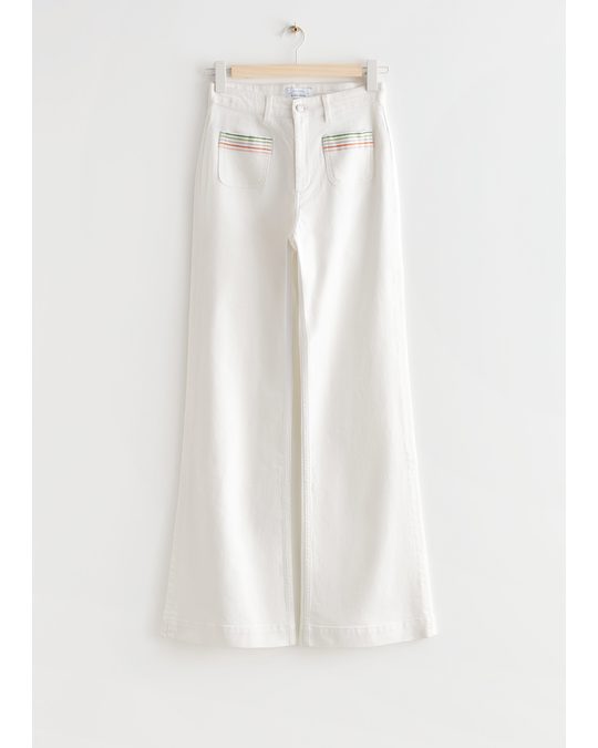 & Other Stories Flared High Waist Jeans White