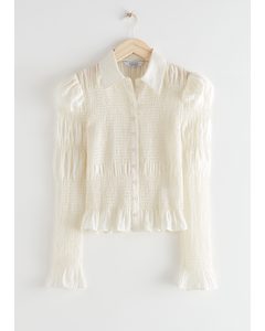 Fitted Smocked Shirt Creme