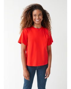 Kastenförmiges T-Shirt aus Biobaumwolle Rot