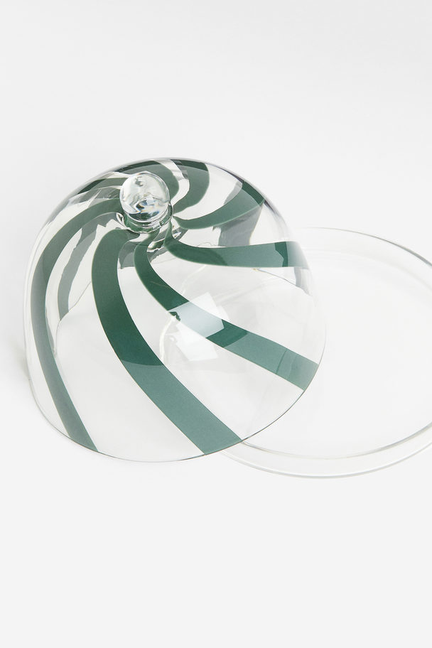 H&M HOME Glasglocke mit Untersetzer Grün/Gestreift