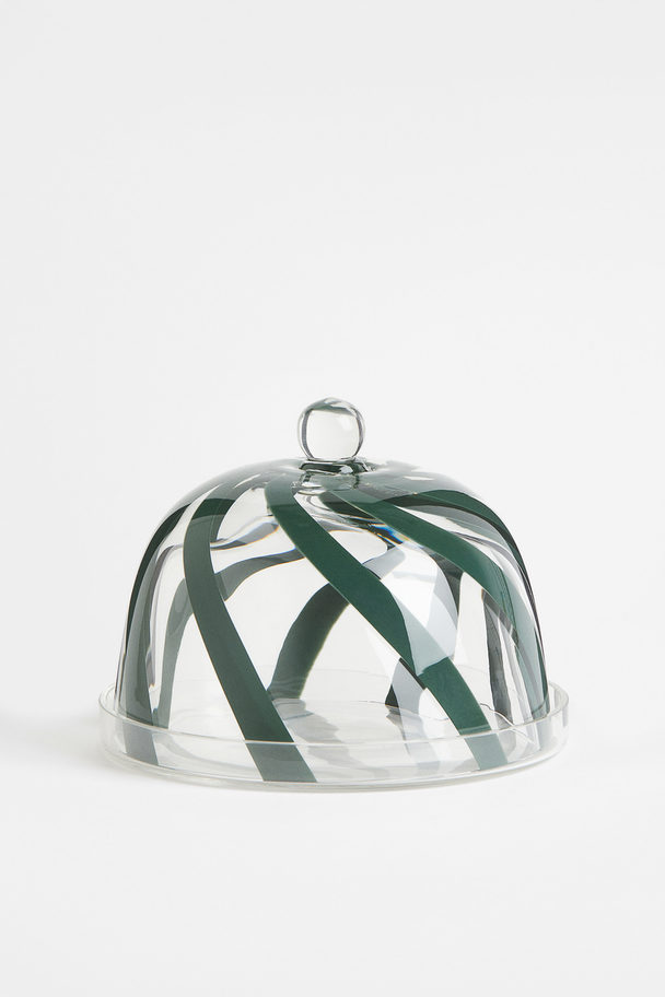 H&M HOME Glass Dome With A Tray Green/striped