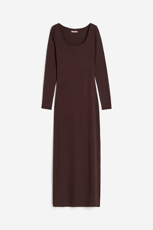 H&M Kleid aus Viskosemischung Dunkelbraun