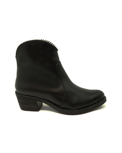 Lamonica Cowboy Ankle Boot In Black Suede Leather