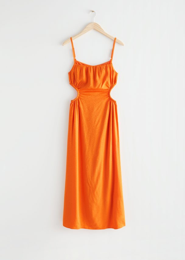 & Other Stories Strappy Cut-out Midi Dress Orange