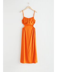 Strappy Cut-out Midi Dress Orange