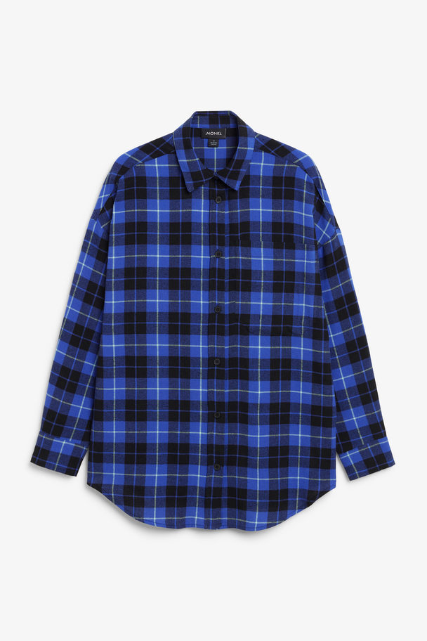 Monki Blue Light-weight Loose Fit Flannel Shirt Blue Bright Checks