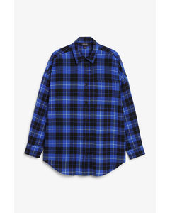 Blue Light-weight Loose Fit Flannel Shirt Blue Bright Checks