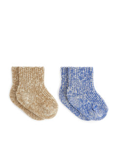 Cotton Socks Blue Melange/beige Melange