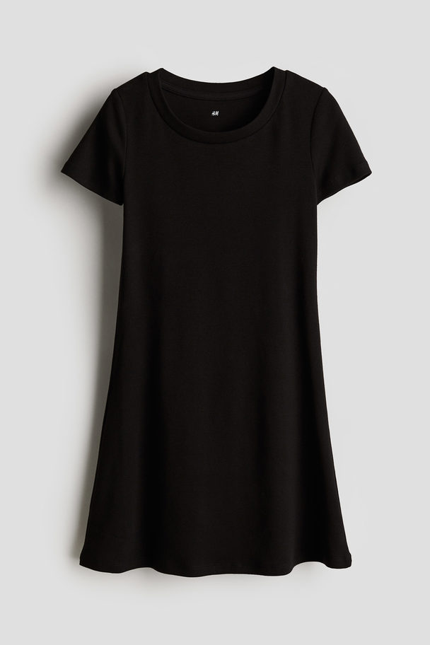 H&M Jerseykleid mit Kurzarm Schwarz