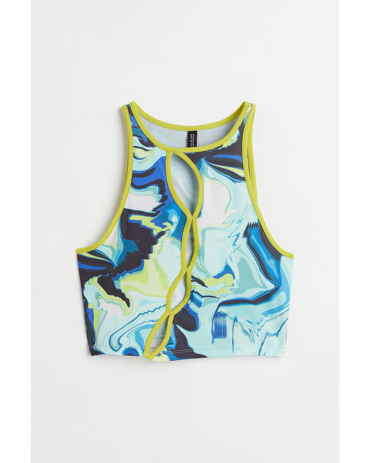 H&M Cut-out Cropped Top Blue/patterned