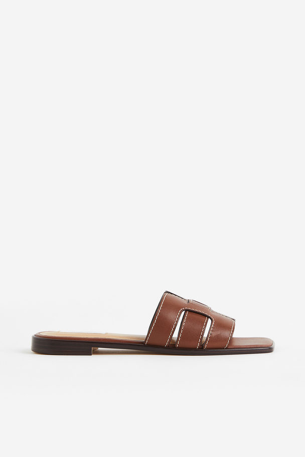 H&M Leather Slides Brown