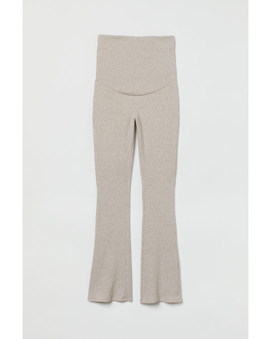 H&M Mama Before & After Ribbed Trousers Light Beige Marl
