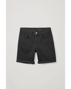 Slim-fit Denim Shorts Dark Grey