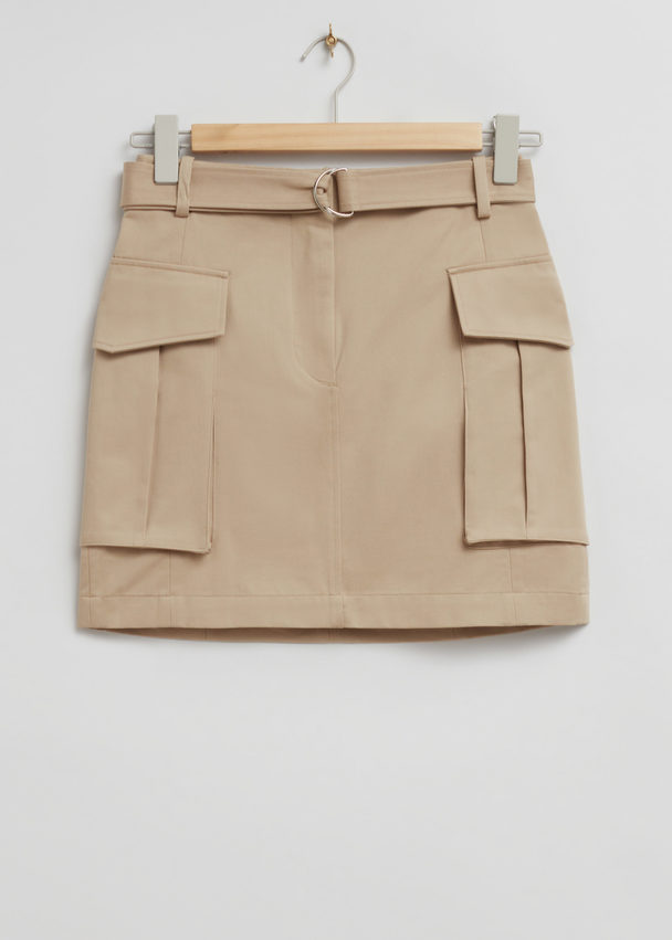 & Other Stories Belted Patch Pocket Cargo Skirt Beige