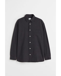 Relaxed Fit Linen-blend Shirt Black