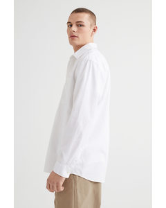 Hemd aus Leinenmix Relaxed Fit Weiß