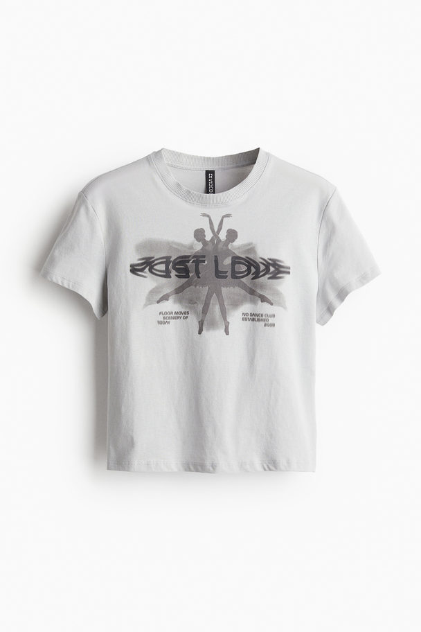 H&M T-shirt Met Print Lichtgrijs/ballerina's