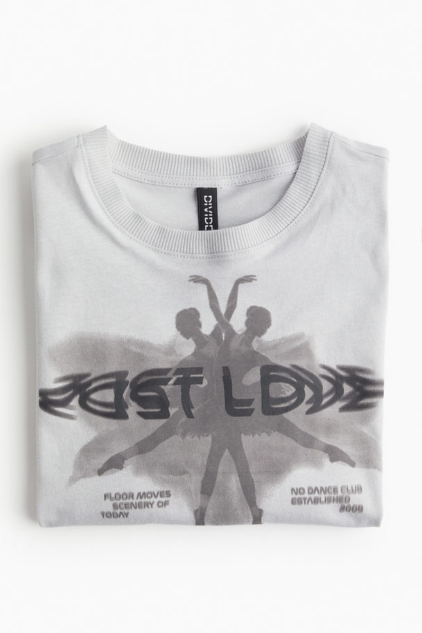 H&M T-Shirt mit Print Hellgrau/Balletttänzer