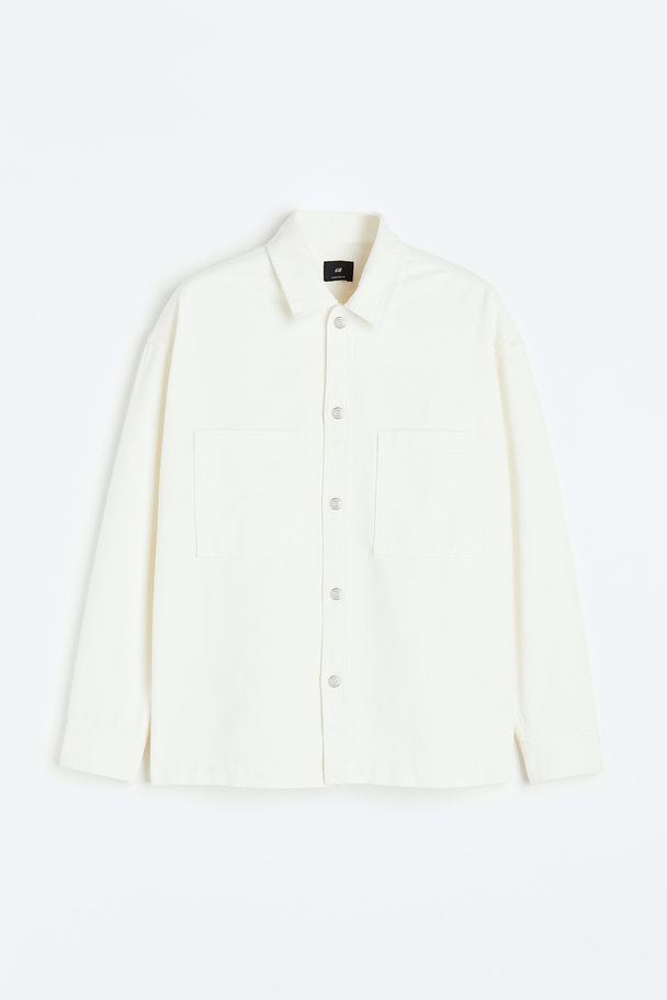 H&M Oversized Fit Twill Overshirt White